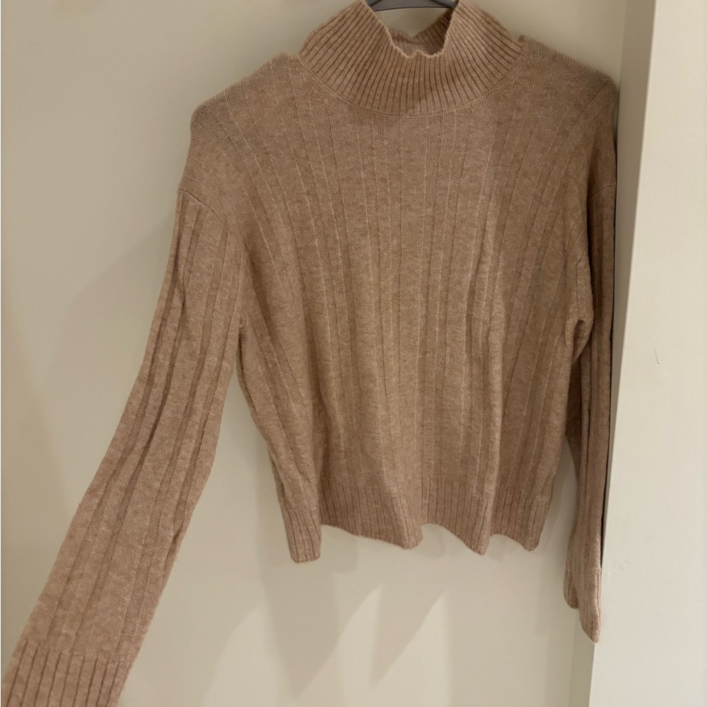 J. Crew Camel Ribbed Turtleneck Sweater